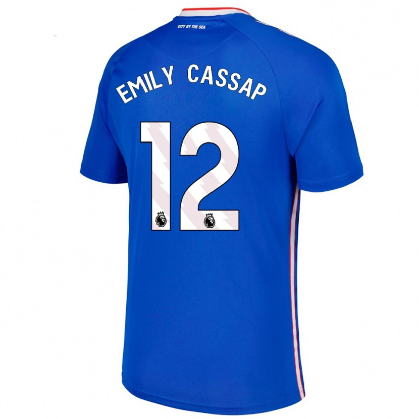 Danxen Børn Emily Cassap #12 Blå Hvid Udebane Spillertrøjer 2025/26 Trøje T-Shirt