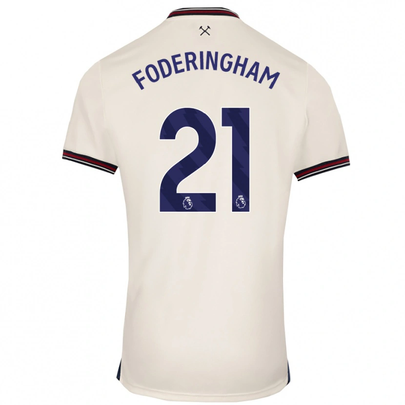 Danxen Børn Wes Foderingham #21 Off White Udebane Spillertrøjer 2025/26 Trøje T-Shirt