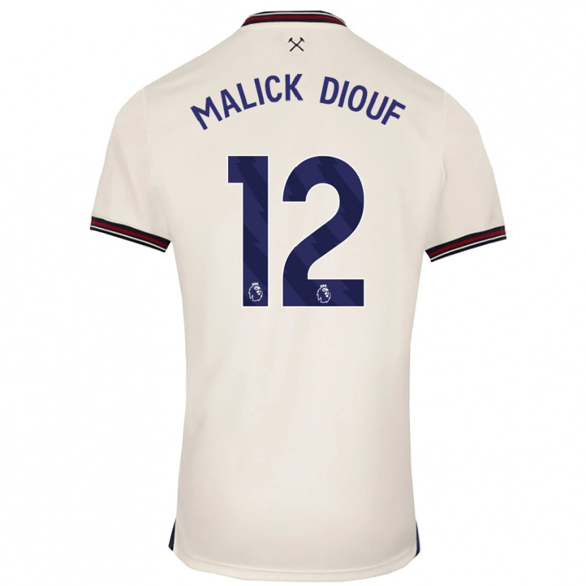 Danxen Børn El Hadji Malick Diouf #12 Off White Udebane Spillertrøjer 2025/26 Trøje T-Shirt