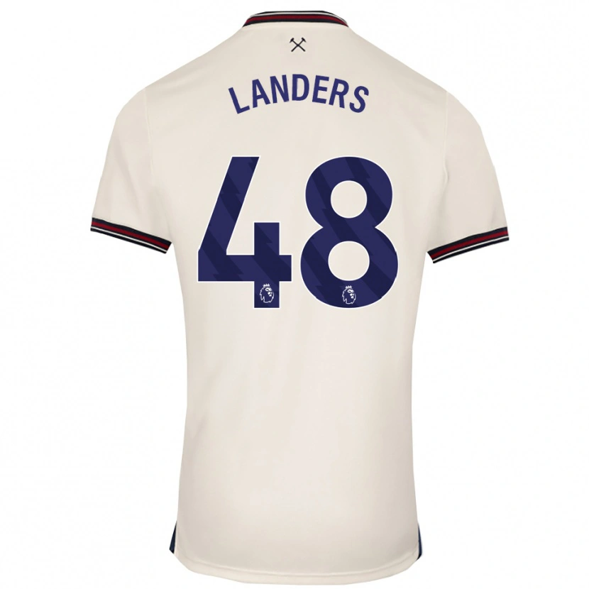 Danxen Børn Josh Landers #48 Off White Udebane Spillertrøjer 2025/26 Trøje T-Shirt