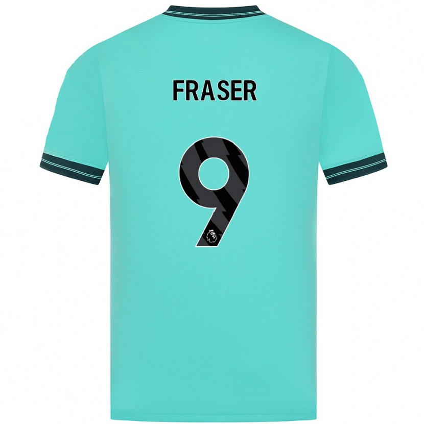 Danxen Børn Nathan Fraser #9 Himmelblå Grøn Udebane Spillertrøjer 2025/26 Trøje T-Shirt