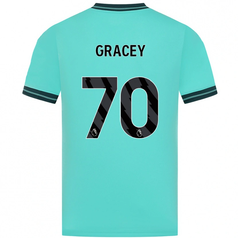Danxen Børn Josh Gracey #70 Himmelblå Grøn Udebane Spillertrøjer 2025/26 Trøje T-Shirt