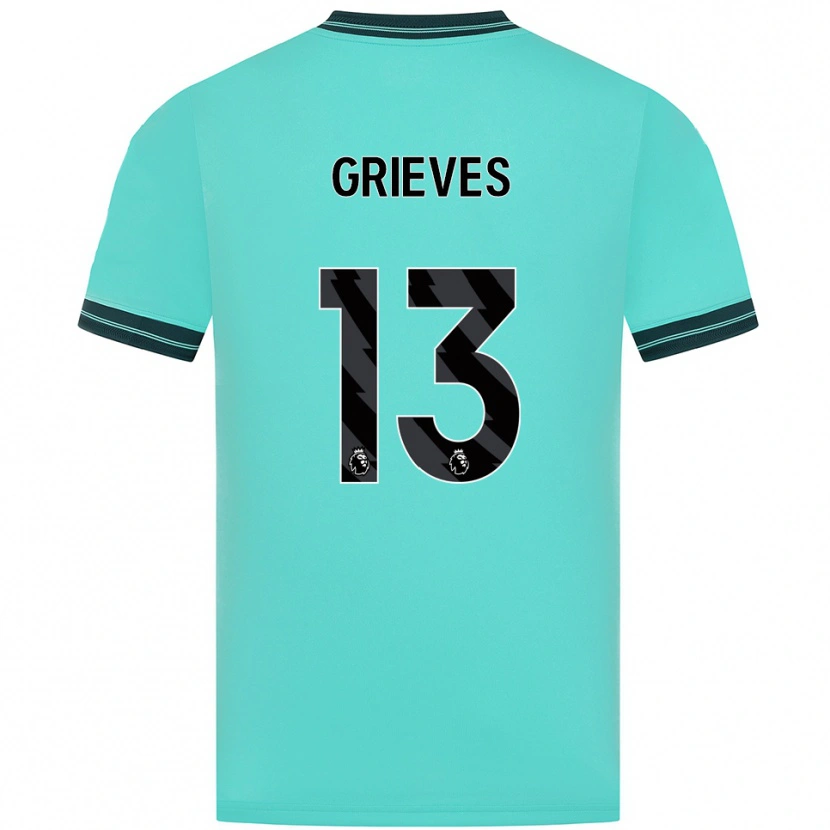 Danxen Børn Xander Grieves #13 Himmelblå Grøn Udebane Spillertrøjer 2025/26 Trøje T-Shirt