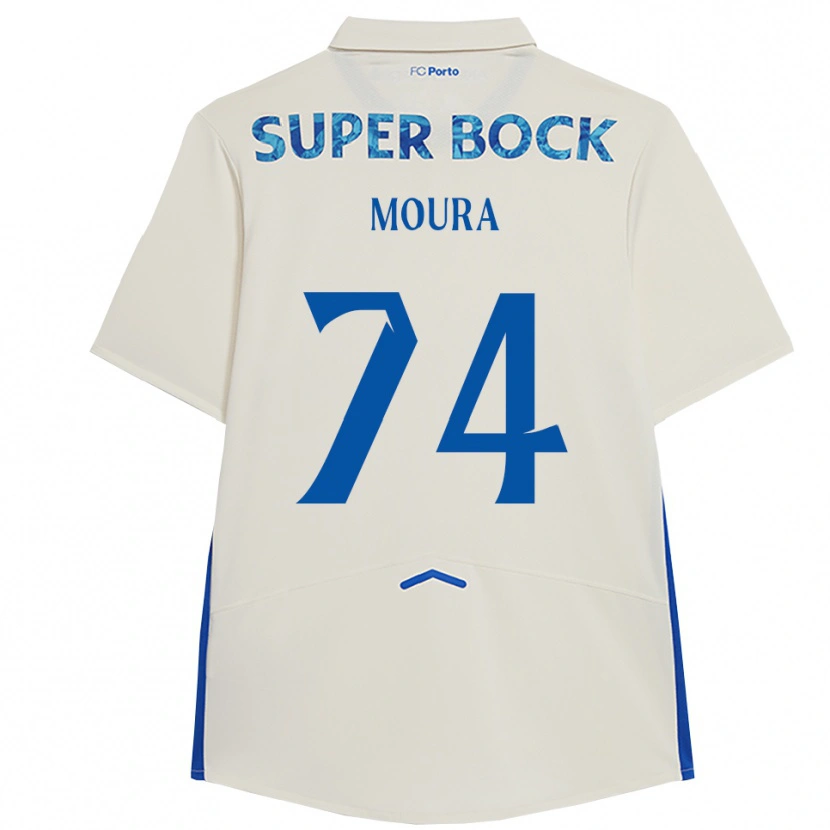 Danxen Børn Francisco Moura #74 Hvid Blå Tredje Sæt Spillertrøjer 2025/26 Trøje T-Shirt