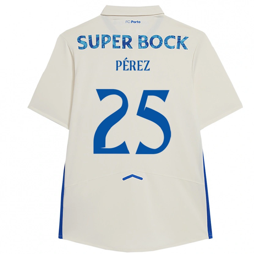 Danxen Børn Tomás Pérez #25 Hvid Blå Tredje Sæt Spillertrøjer 2025/26 Trøje T-Shirt