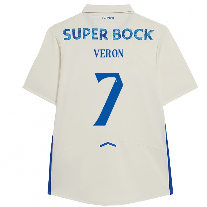 Danxen Børn Gabriel Veron #7 Hvid Blå Tredje Sæt Spillertrøjer 2025/26 Trøje T-Shirt