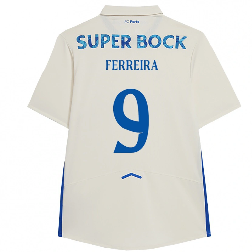 Danxen Børn Cristina Ferreira #9 Hvid Blå Tredje Sæt Spillertrøjer 2025/26 Trøje T-Shirt