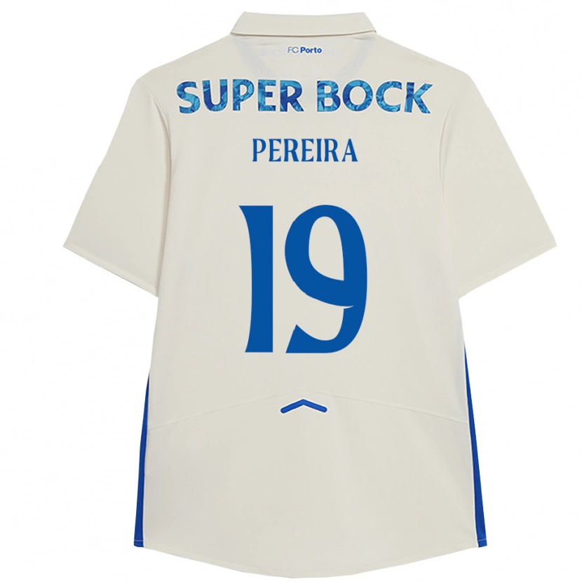 Danxen Børn João Pereira #19 Hvid Blå Tredje Sæt Spillertrøjer 2025/26 Trøje T-Shirt