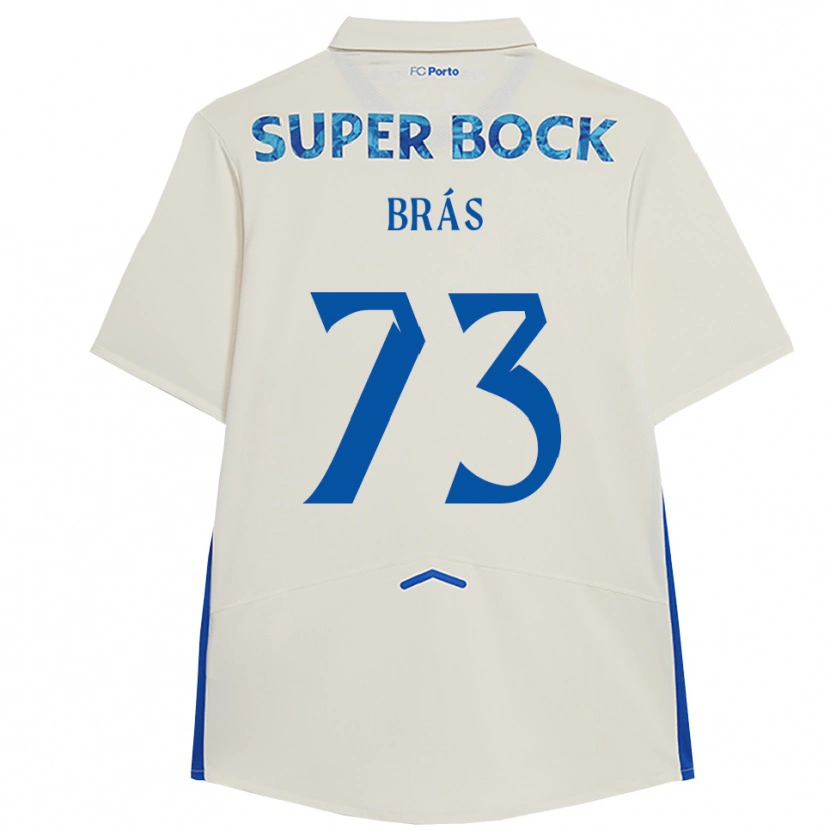 Danxen Børn Gabriel Brás #73 Hvid Blå Tredje Sæt Spillertrøjer 2025/26 Trøje T-Shirt