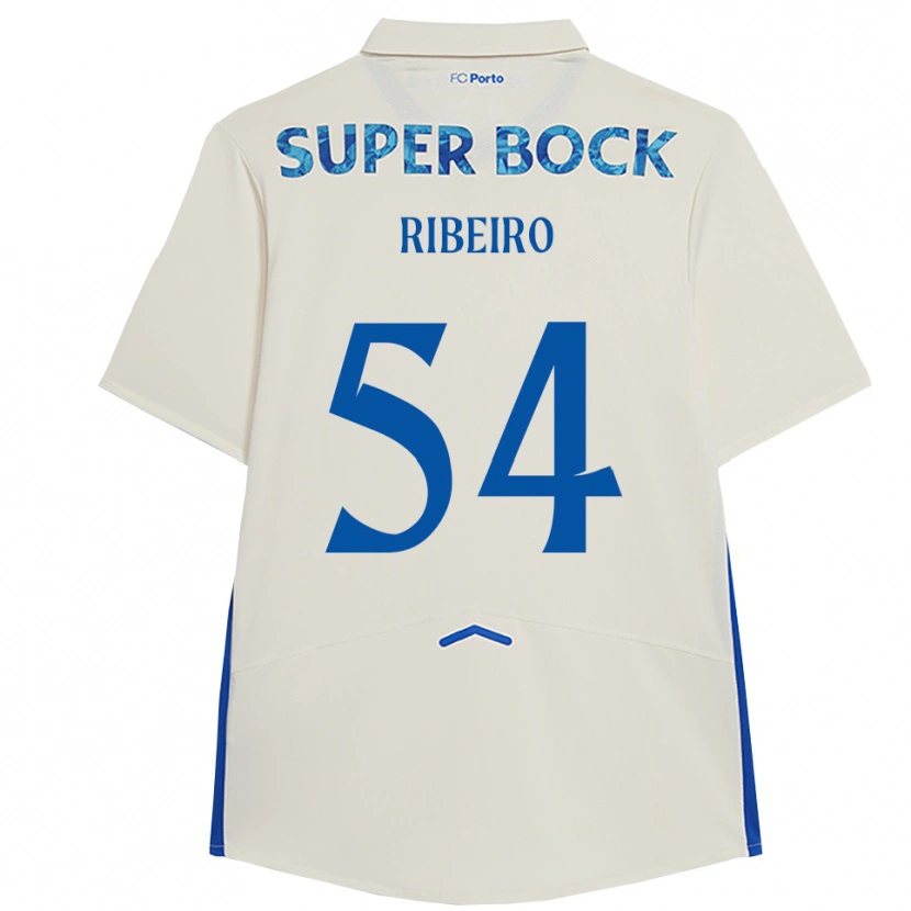 Danxen Børn António Ribeiro #54 Hvid Blå Tredje Sæt Spillertrøjer 2025/26 Trøje T-Shirt