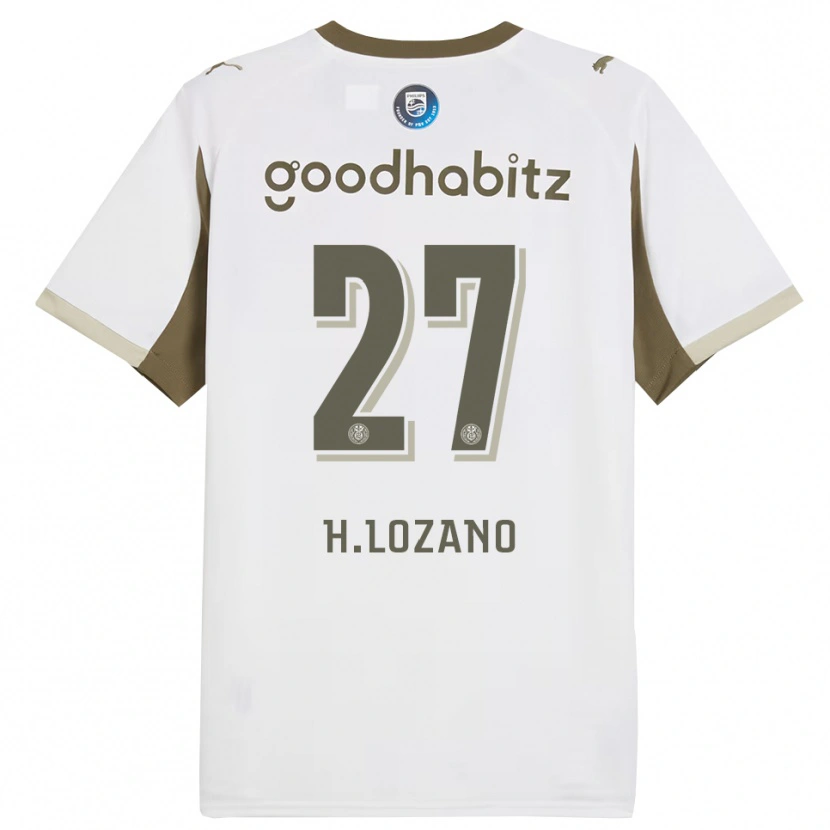 Danxen Børn Hirving Lozano #27 Hvid Grå Tredje Sæt Spillertrøjer 2025/26 Trøje T-Shirt