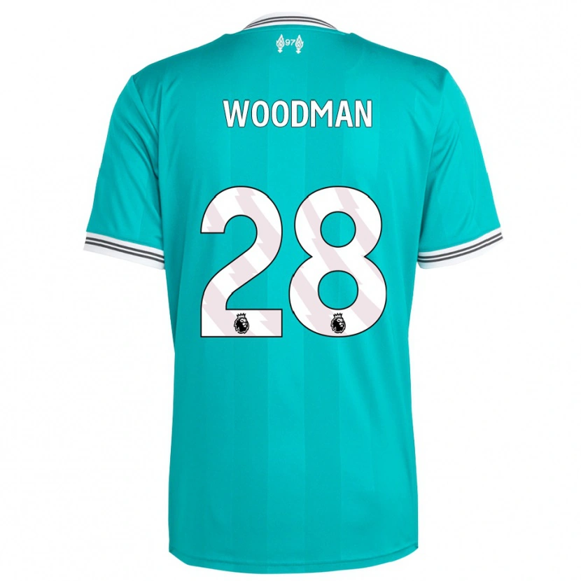Danxen Børn Freddie Woodman #28 Grøn Hvid Tredje Sæt Spillertrøjer 2025/26 Trøje T-Shirt