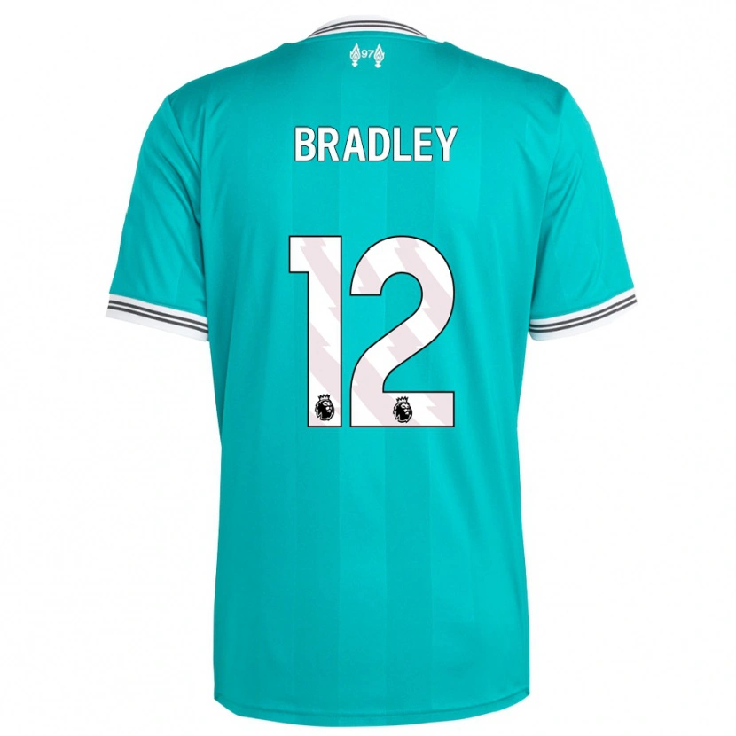 Danxen Børn Conor Bradley #12 Grøn Hvid Tredje Sæt Spillertrøjer 2025/26 Trøje T-Shirt