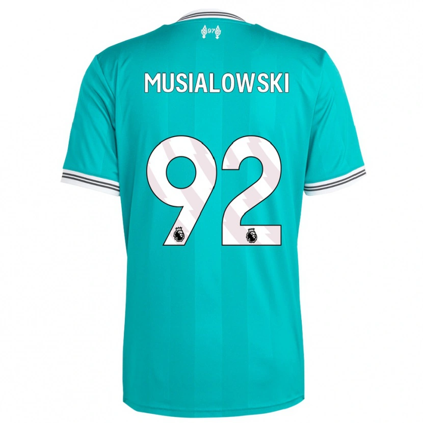 Danxen Børn Mateusz Musialowski #92 Grøn Hvid Tredje Sæt Spillertrøjer 2025/26 Trøje T-Shirt