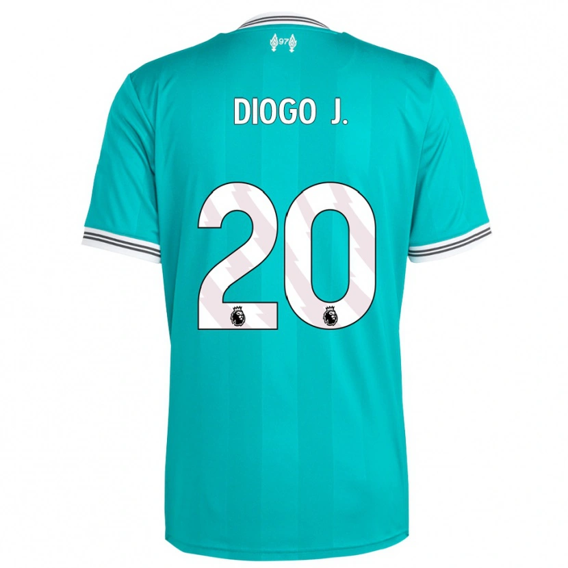 Danxen Børn Diogo Jota #20 Grøn Hvid Tredje Sæt Spillertrøjer 2025/26 Trøje T-Shirt
