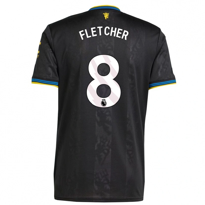 Danxen Børn Tyler Fletcher #8 Sort Gul Blå Tredje Sæt Spillertrøjer 2025/26 Trøje T-Shirt
