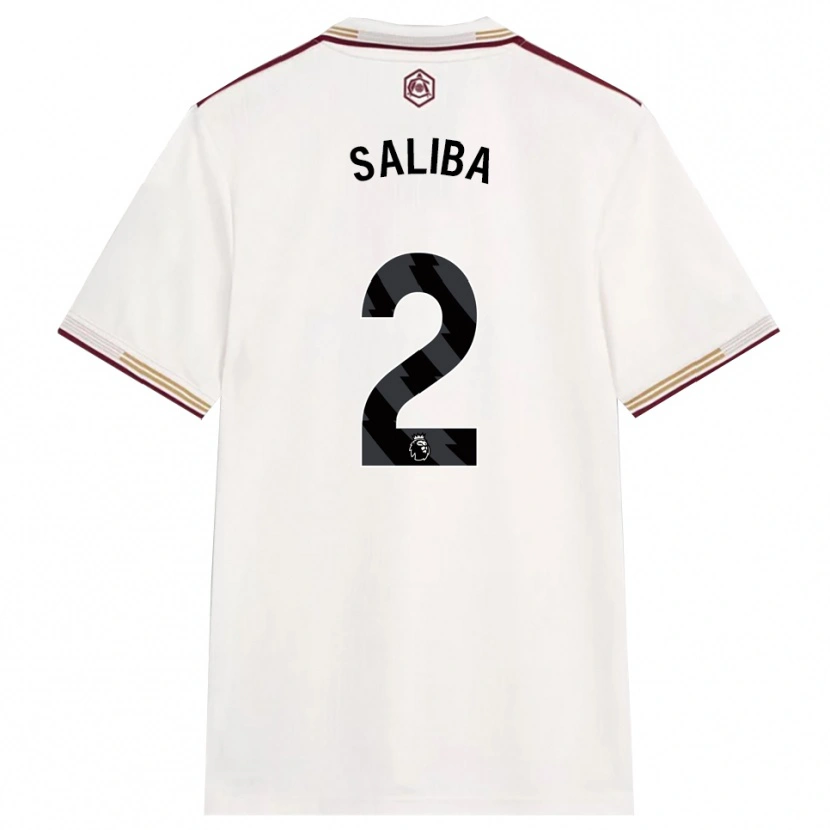 Danxen Børn William Saliba #2 Off White Bourgogne Tredje Sæt Spillertrøjer 2025/26 Trøje T-Shirt