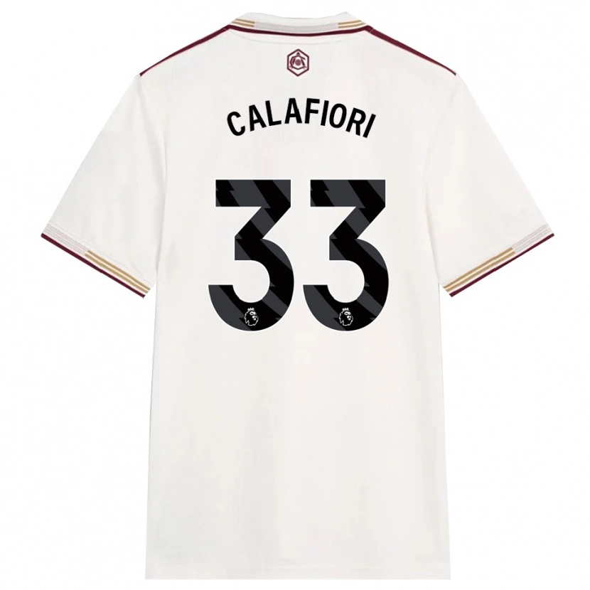 Danxen Børn Riccardo Calafiori #33 Off White Bourgogne Tredje Sæt Spillertrøjer 2025/26 Trøje T-Shirt