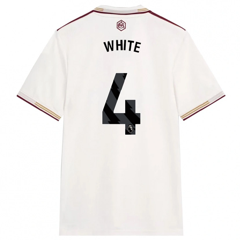 Danxen Børn Ben White #4 Off White Bourgogne Tredje Sæt Spillertrøjer 2025/26 Trøje T-Shirt