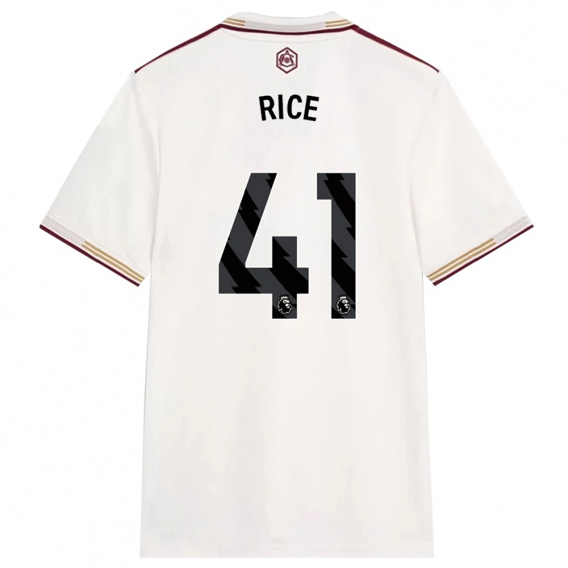 Danxen Børn Declan Rice #41 Off White Bourgogne Tredje Sæt Spillertrøjer 2025/26 Trøje T-Shirt