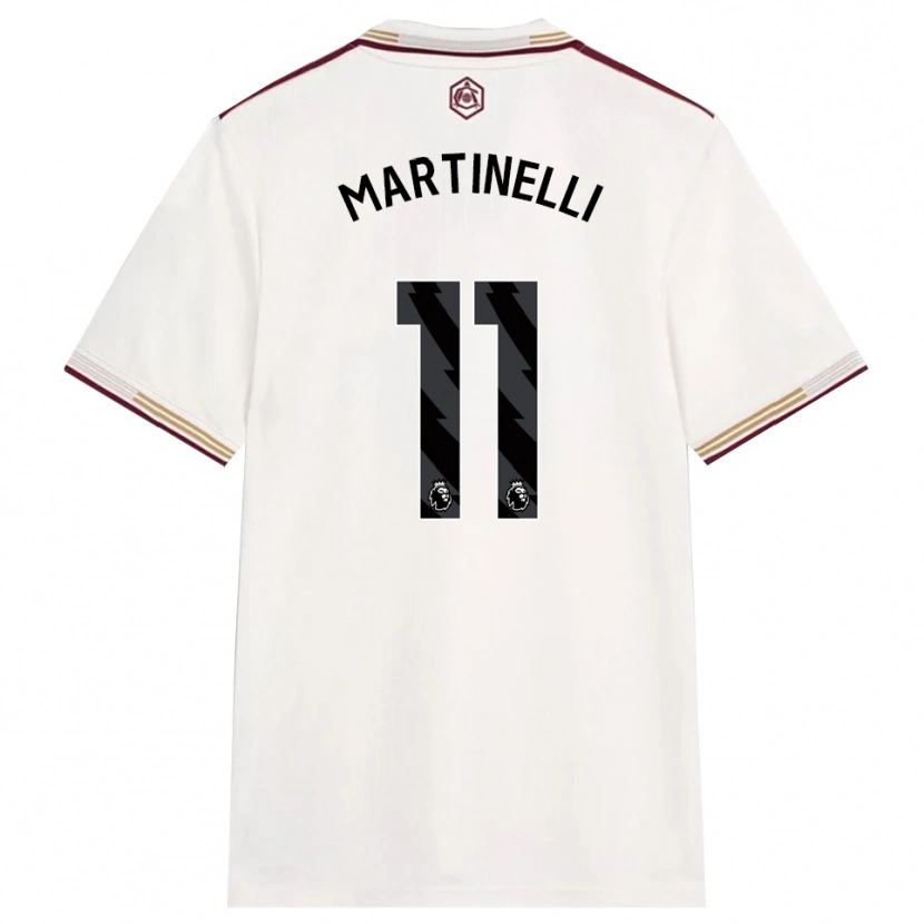 Danxen Børn Gabriel Martinelli #11 Off White Bourgogne Tredje Sæt Spillertrøjer 2025/26 Trøje T-Shirt