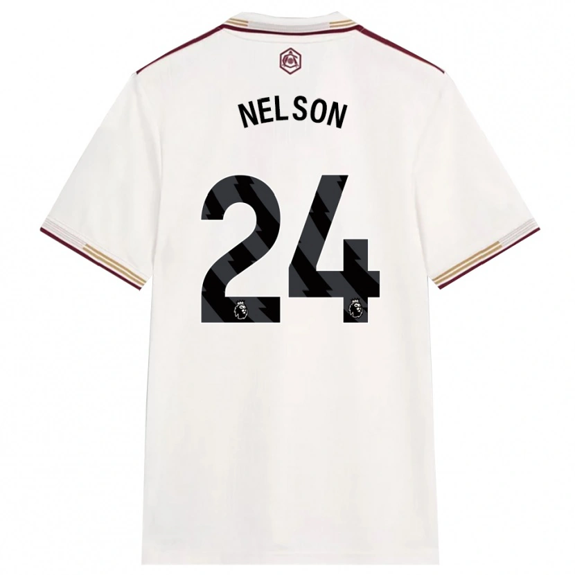 Danxen Børn Reiss Nelson #24 Off White Bourgogne Tredje Sæt Spillertrøjer 2025/26 Trøje T-Shirt