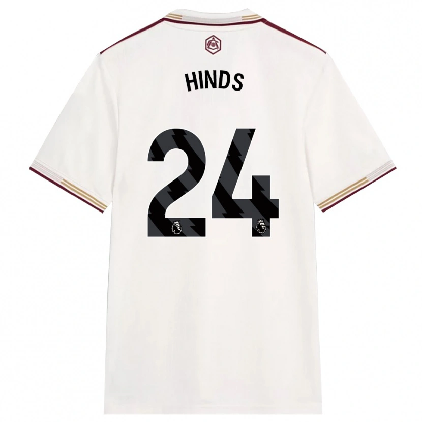 Danxen Børn Taylor Hinds #24 Off White Bourgogne Tredje Sæt Spillertrøjer 2025/26 Trøje T-Shirt
