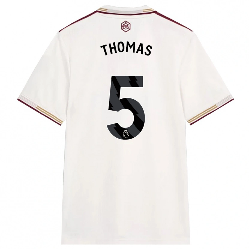 Danxen Børn Thomas Partey #5 Off White Bourgogne Tredje Sæt Spillertrøjer 2025/26 Trøje T-Shirt