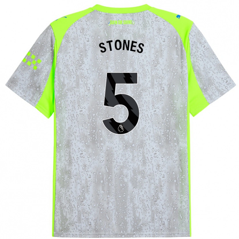 Danxen Børn John Stones #5 Grå Gul Tredje Sæt Spillertrøjer 2025/26 Trøje T-Shirt
