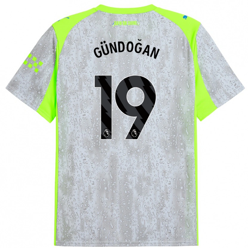 Danxen Børn İlkay Gündoğan #19 Grå Gul Tredje Sæt Spillertrøjer 2025/26 Trøje T-Shirt
