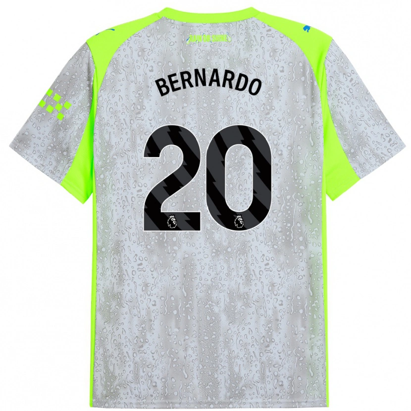 Danxen Børn Bernardo Silva #20 Grå Gul Tredje Sæt Spillertrøjer 2025/26 Trøje T-Shirt
