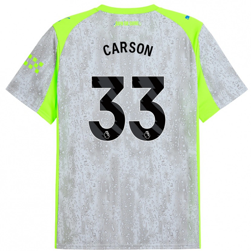 Danxen Børn Scott Carson #33 Grå Gul Tredje Sæt Spillertrøjer 2025/26 Trøje T-Shirt
