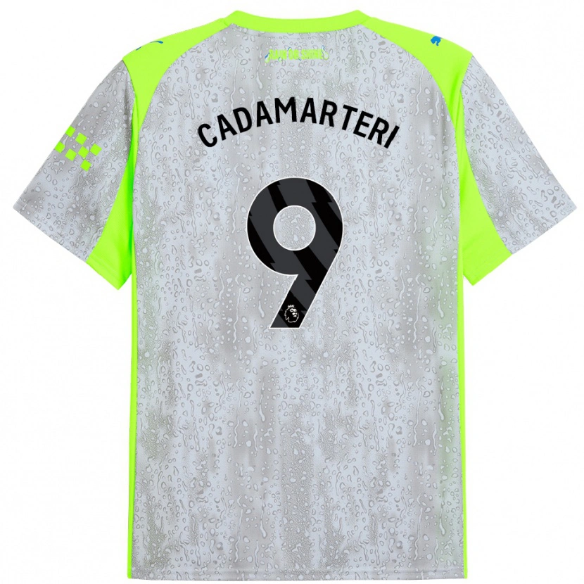 Danxen Børn Caelan Cadamarteri #9 Grå Gul Tredje Sæt Spillertrøjer 2025/26 Trøje T-Shirt