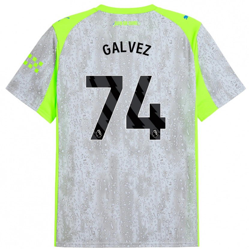 Danxen Børn Tomas Galvez #74 Grå Gul Tredje Sæt Spillertrøjer 2025/26 Trøje T-Shirt