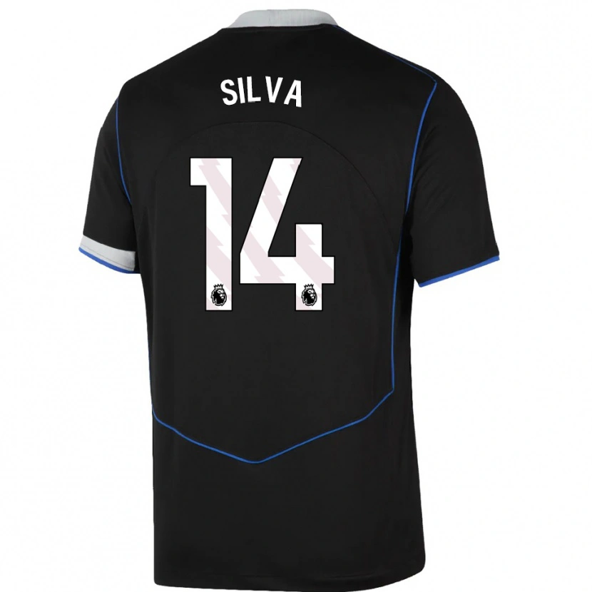 Danxen Børn Isago Silva #14 Sort Blå Sølv Tredje Sæt Spillertrøjer 2025/26 Trøje T-Shirt