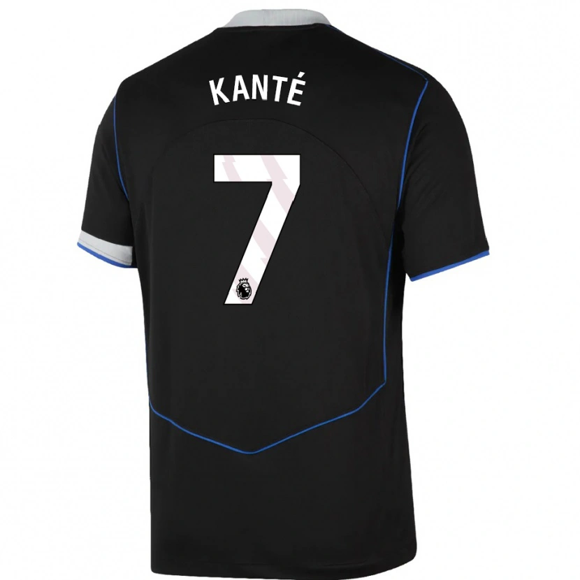 Danxen Børn N'golo Kante #7 Sort Blå Sølv Tredje Sæt Spillertrøjer 2025/26 Trøje T-Shirt