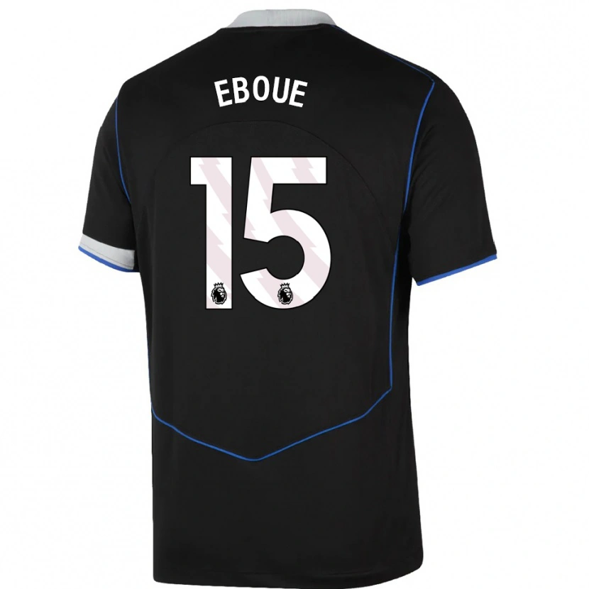 Danxen Børn Mathis Eboué #15 Sort Blå Sølv Tredje Sæt Spillertrøjer 2025/26 Trøje T-Shirt