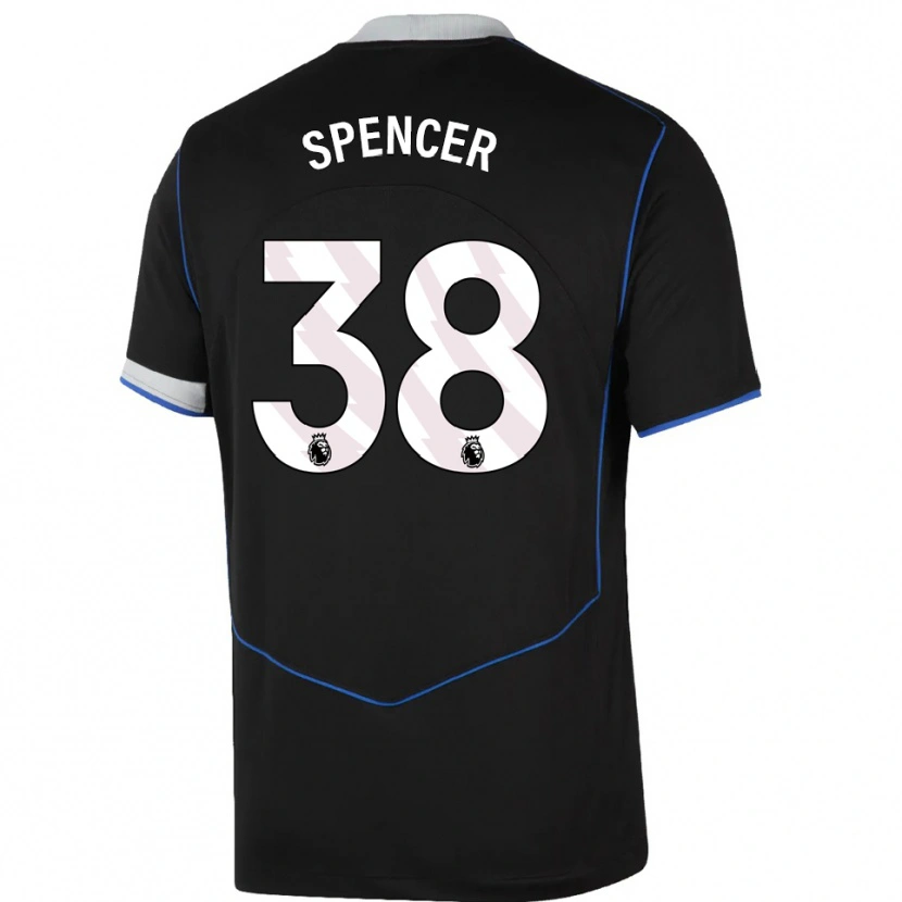 Danxen Børn Becky Spencer #38 Sort Blå Sølv Tredje Sæt Spillertrøjer 2025/26 Trøje T-Shirt