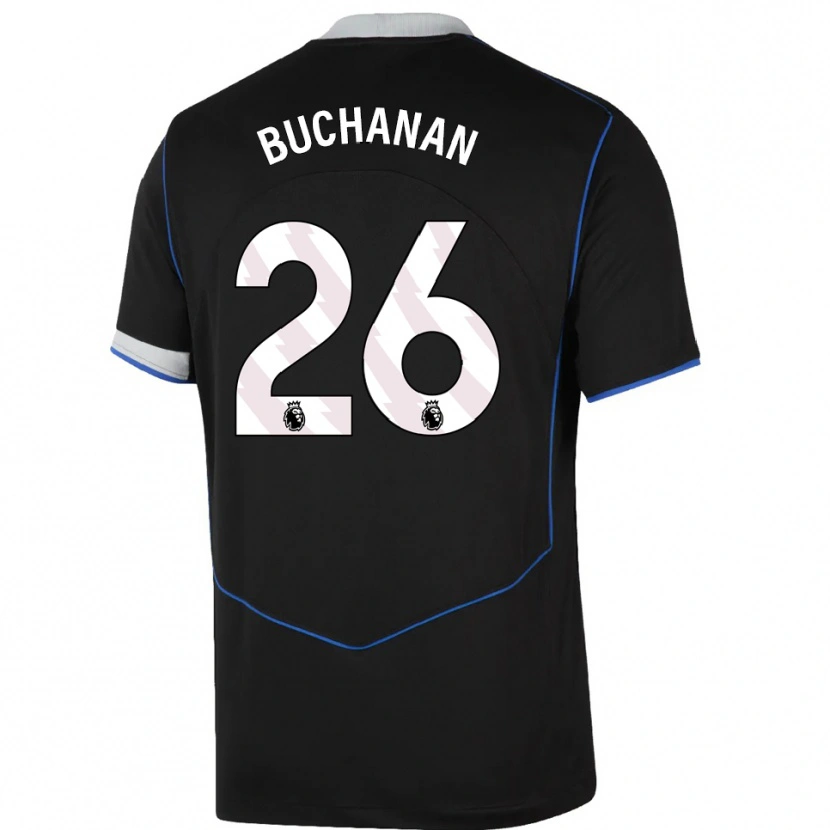 Danxen Børn Kadeisha Buchanan #26 Sort Blå Sølv Tredje Sæt Spillertrøjer 2025/26 Trøje T-Shirt