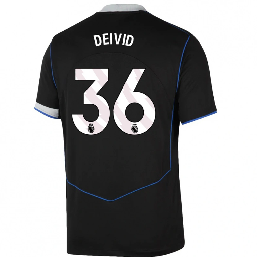 Danxen Børn Deivid Washington #36 Sort Blå Sølv Tredje Sæt Spillertrøjer 2025/26 Trøje T-Shirt