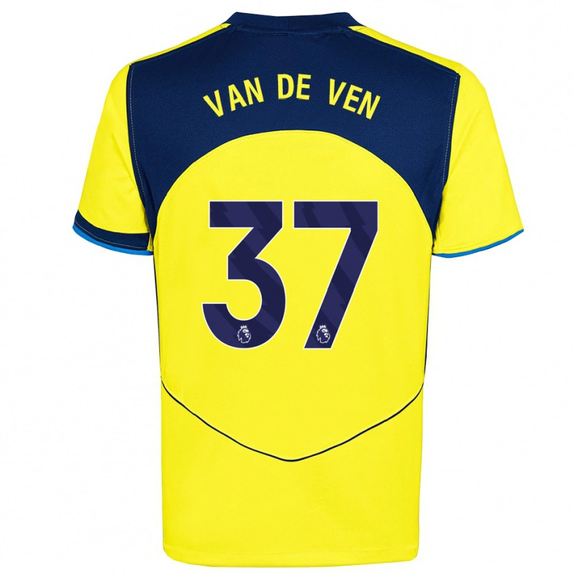 Danxen Børn Micky Van De Ven #37 Gul Navy Tredje Sæt Spillertrøjer 2025/26 Trøje T-Shirt