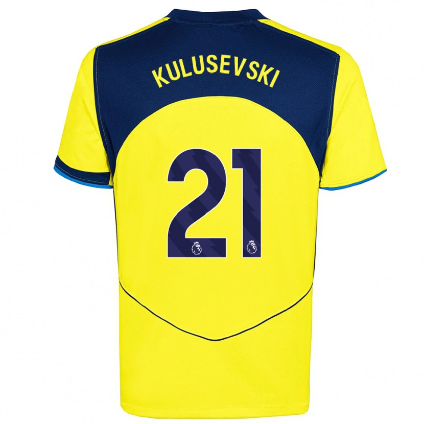 Danxen Børn Dejan Kulusevski #21 Gul Navy Tredje Sæt Spillertrøjer 2025/26 Trøje T-Shirt