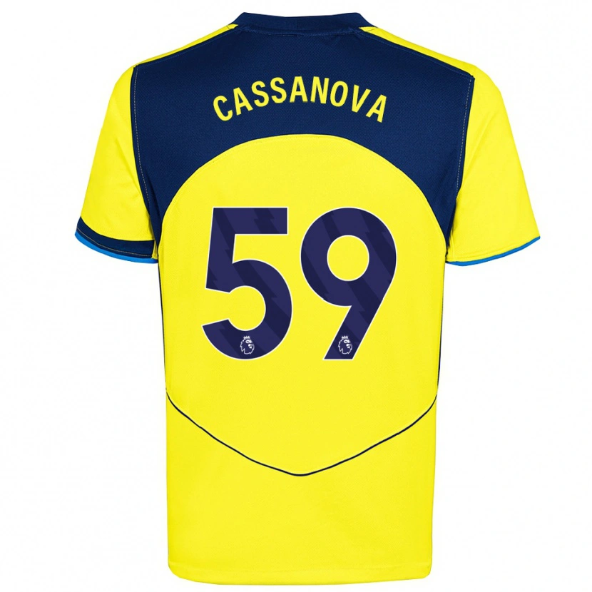 Danxen Børn Dante Cassanova #59 Gul Navy Tredje Sæt Spillertrøjer 2025/26 Trøje T-Shirt