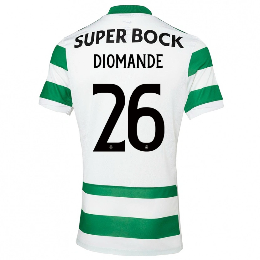 Danxen Mænd Ousmane Diomande #26 Grøn Hvid Hjemmebane Spillertrøjer 2025/26 Trøje T-Shirt