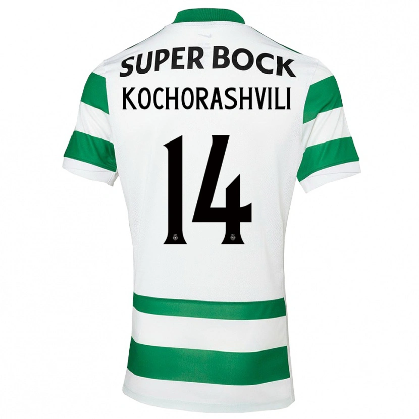 Danxen Mænd Giorgi Kochorashvili #14 Grøn Hvid Hjemmebane Spillertrøjer 2025/26 Trøje T-Shirt