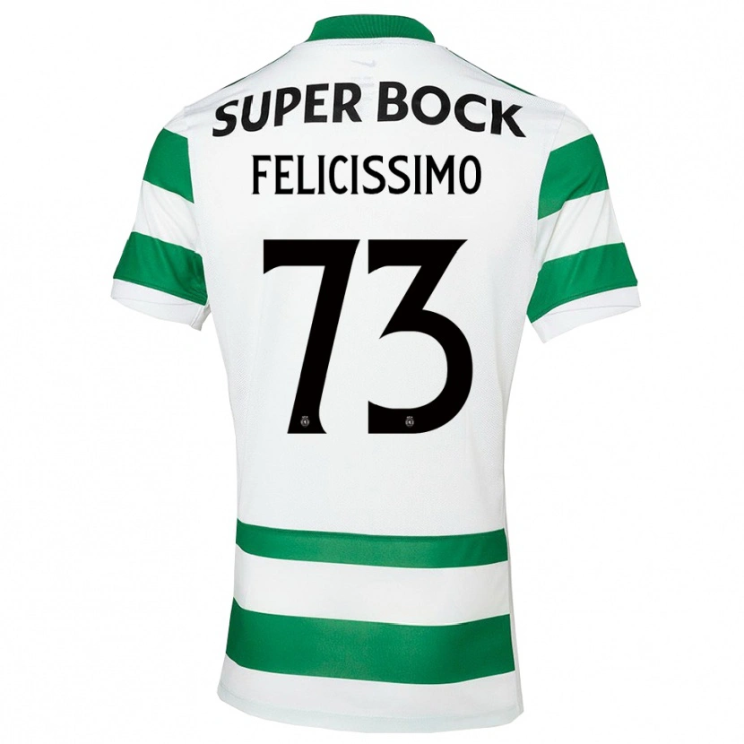 Danxen Mænd Eduardo Felicíssimo #73 Grøn Hvid Hjemmebane Spillertrøjer 2025/26 Trøje T-Shirt