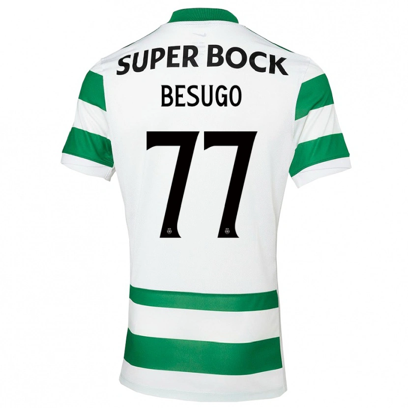 Danxen Mænd Rafael Besugo #77 Grøn Hvid Hjemmebane Spillertrøjer 2025/26 Trøje T-Shirt