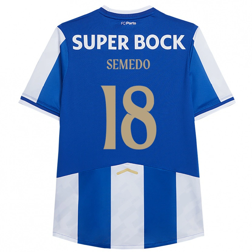 Danxen Mænd Adriana Semedo #18 Blå Hvid Hjemmebane Spillertrøjer 2025/26 Trøje T-Shirt