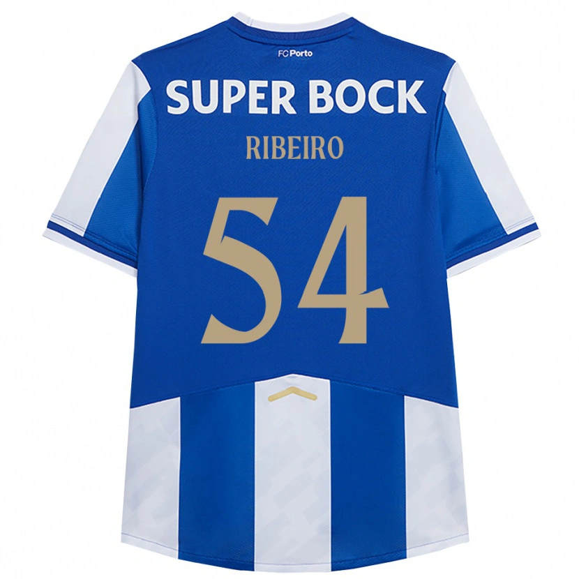 Danxen Mænd António Ribeiro #54 Blå Hvid Hjemmebane Spillertrøjer 2025/26 Trøje T-Shirt