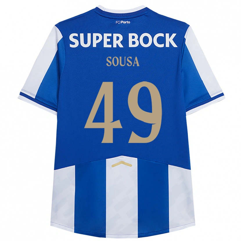 Danxen Mænd Gonçalo Sousa #49 Blå Hvid Hjemmebane Spillertrøjer 2025/26 Trøje T-Shirt